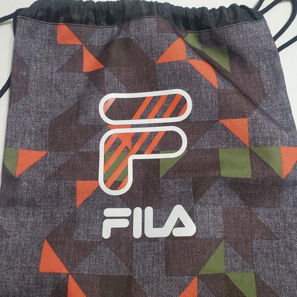 NWOT Fila Drawstring Backpack Soccer Shoe Bag Geometric Print Insulated Field - Picture 3 of 4